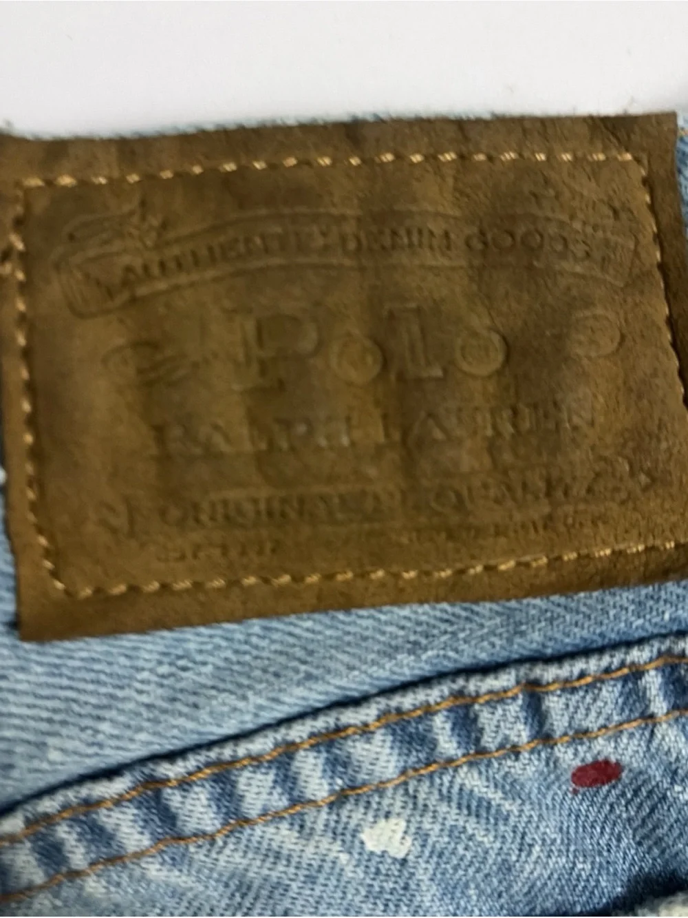 Polo by Ralph Lauren Light Blue Denim Shorts with Multicolor Paint Splatters